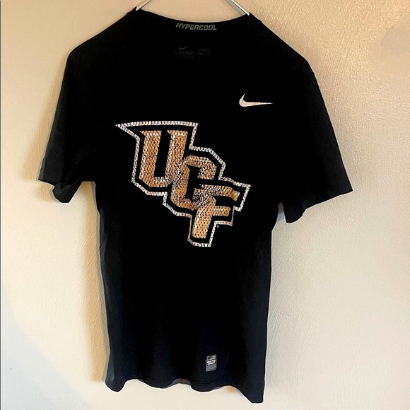 Nike Pro Combat Hypercool UCF Knights Fitted Dri-FIT Tee Shirt Black Small - Picture 1 of 4